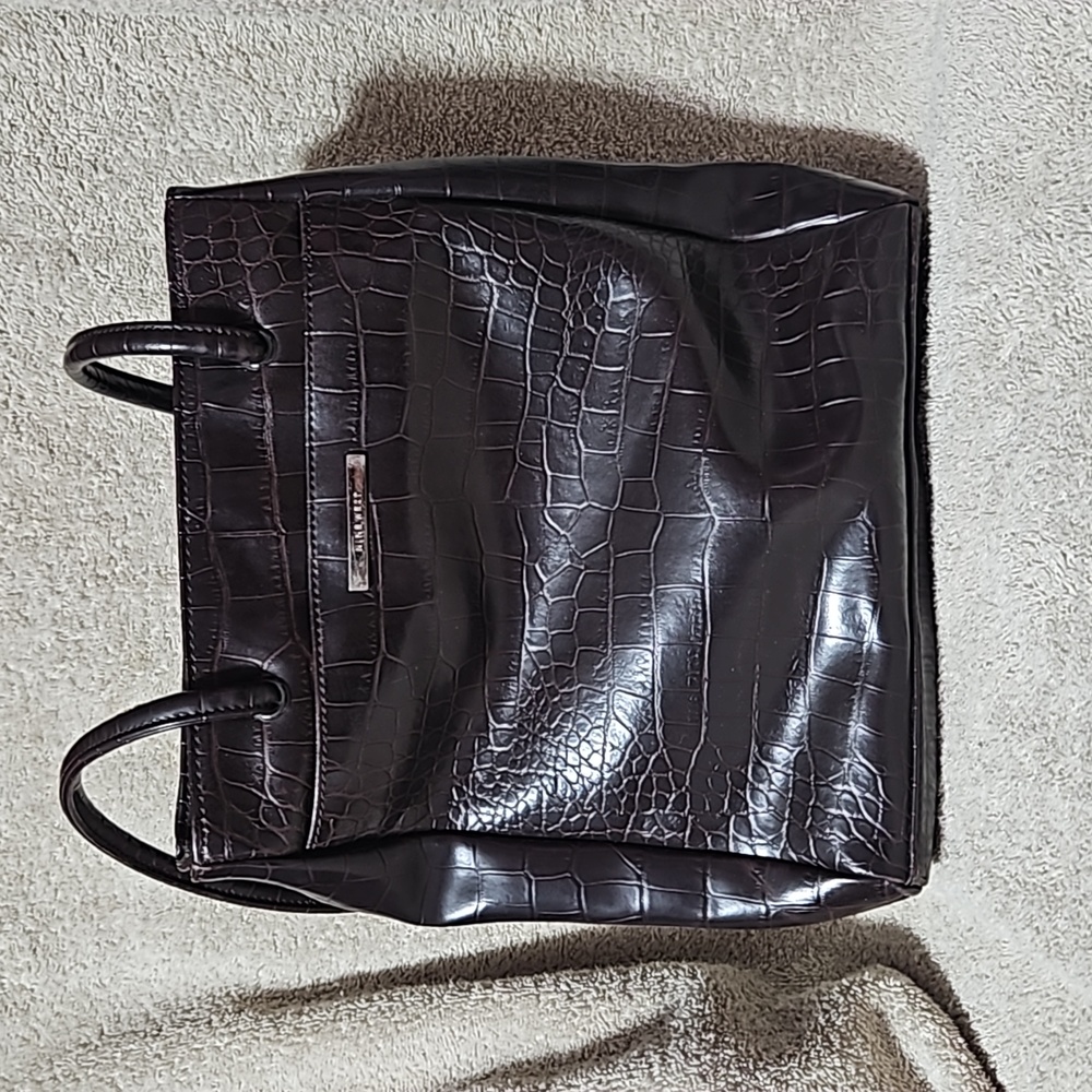 Nine West Dark Brown Croc-Embossed Shoulder Bag